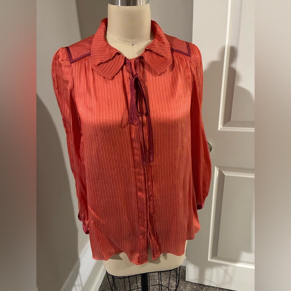 Marc By Marc Jacobs Red Blouse with Maroon Accents